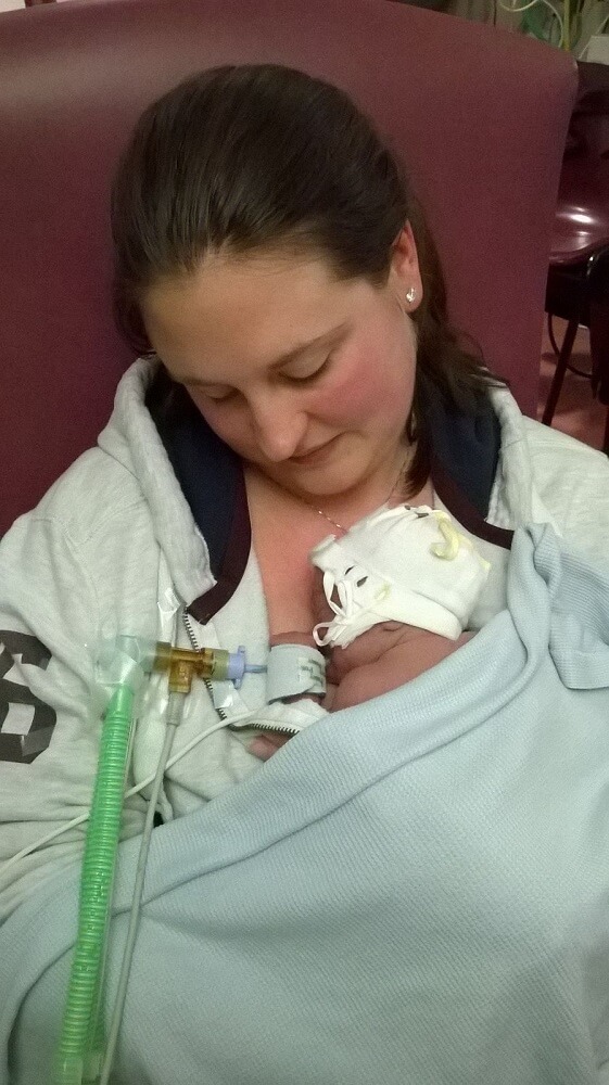 Lisa Norman with premature baby